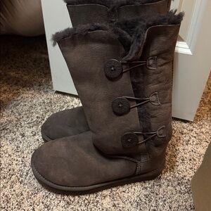 Like new Brown UGG boots -tall. Bailey button